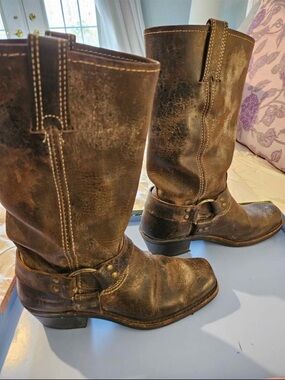 Women’s Grey Distressed Genuine Leather Frye Harness Boot